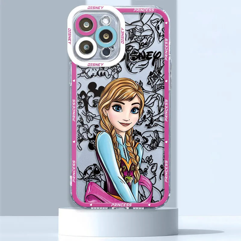 Phone Case for iPhone 14 Pro Max 11 Pro 15 Pro 13 Mini XS Max SE XR 12 7 8 Disney Princess Funny Transparent Soft Cover