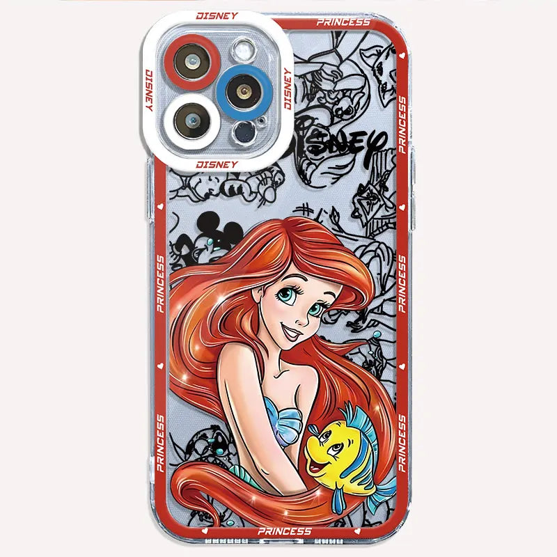 Phone Case for iPhone 14 Pro Max 11 Pro 15 Pro 13 Mini XS Max SE XR 12 7 8 Disney Princess Funny Transparent Soft Cover